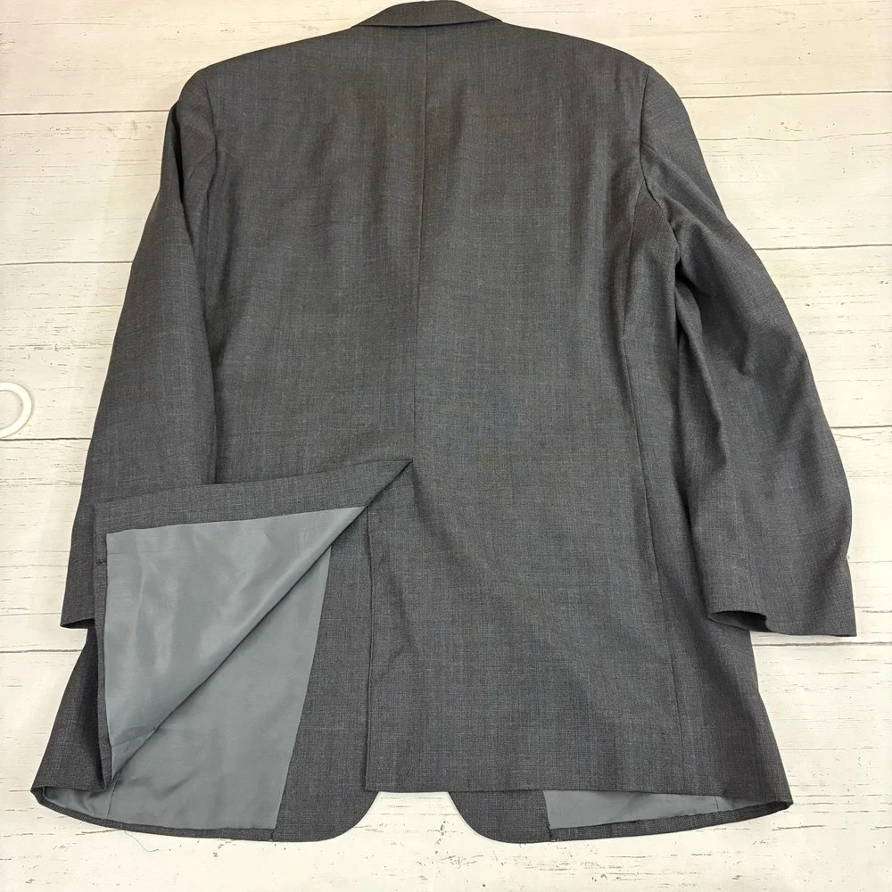 Samuelsohn Suit Mens 46L 37x28.5 Gray Check Wool 2 Pc Hunt Club Clothiers